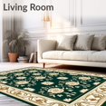 thumbnail image 2 of ODIKA 2'x3' Machine Washable Non-Slip Area Rug, Botanical Medallion Interlocking with Art Nouveau Flourish High Traffic Rug, Green, 616551, 2 of 7