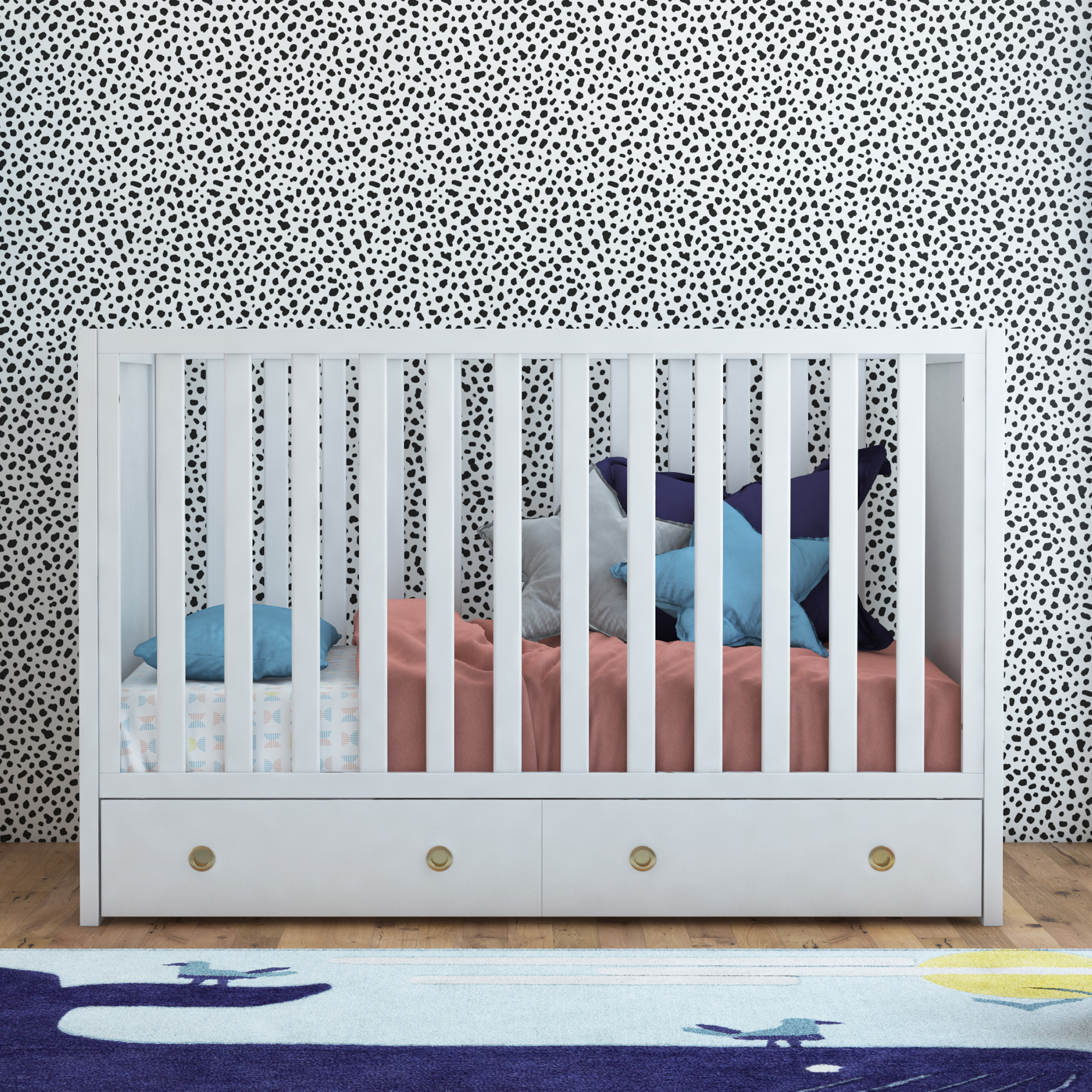 Novogratz Rue 3-in-1 Convertible Baby Crib with Storage Drawer for Nursery, White - image 1 of 13