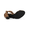 thumbnail image 5 of BLISSFUL STEP Women's Sandals Solid Color Mid Block Heels Lace up Sandals Leopard 6.5, 5 of 8