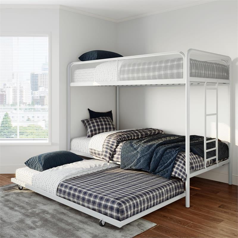 white metal twin bunk bed