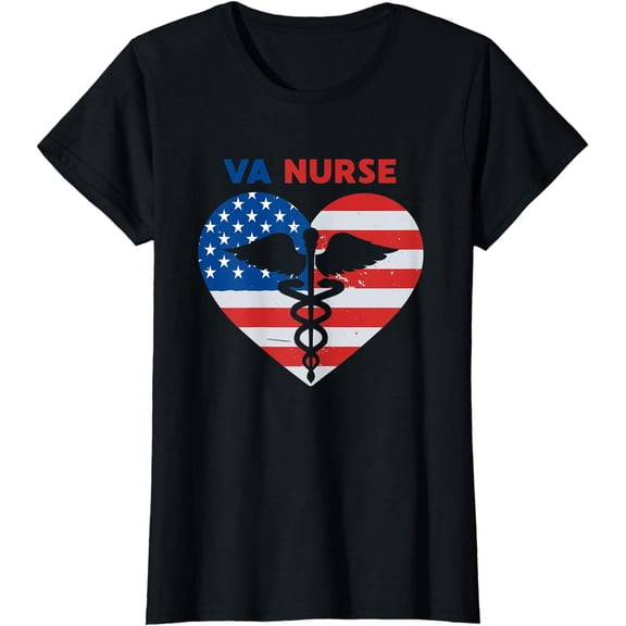 VA Nurse Nursing Staff USA Flag Vet Nursing T-Shirt