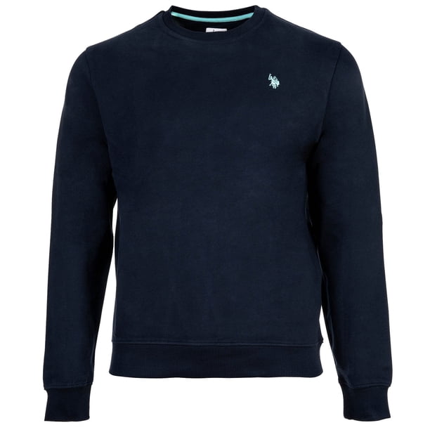 U.S. POLO ASSN. Sudadera para hombre - Forro polar diagonal con acabado carbono, cuello redondo, algodón Azul oscuro L (Large)