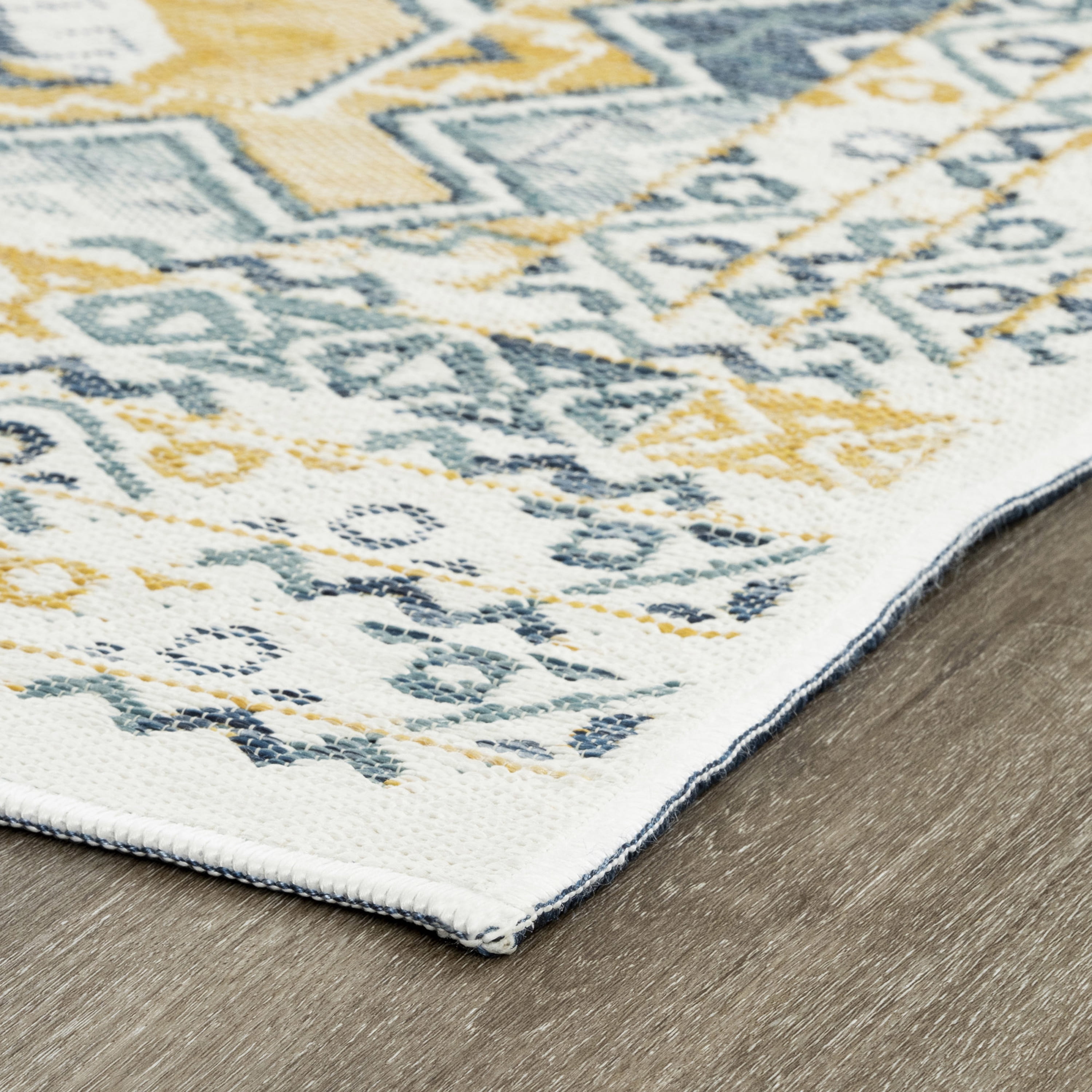 Bliss Rugs Geometric Indoor Outdoor Rug Reversible Runner Rug for Patio, Hallway, Entryway, Deck, Navy ,2' x 8'