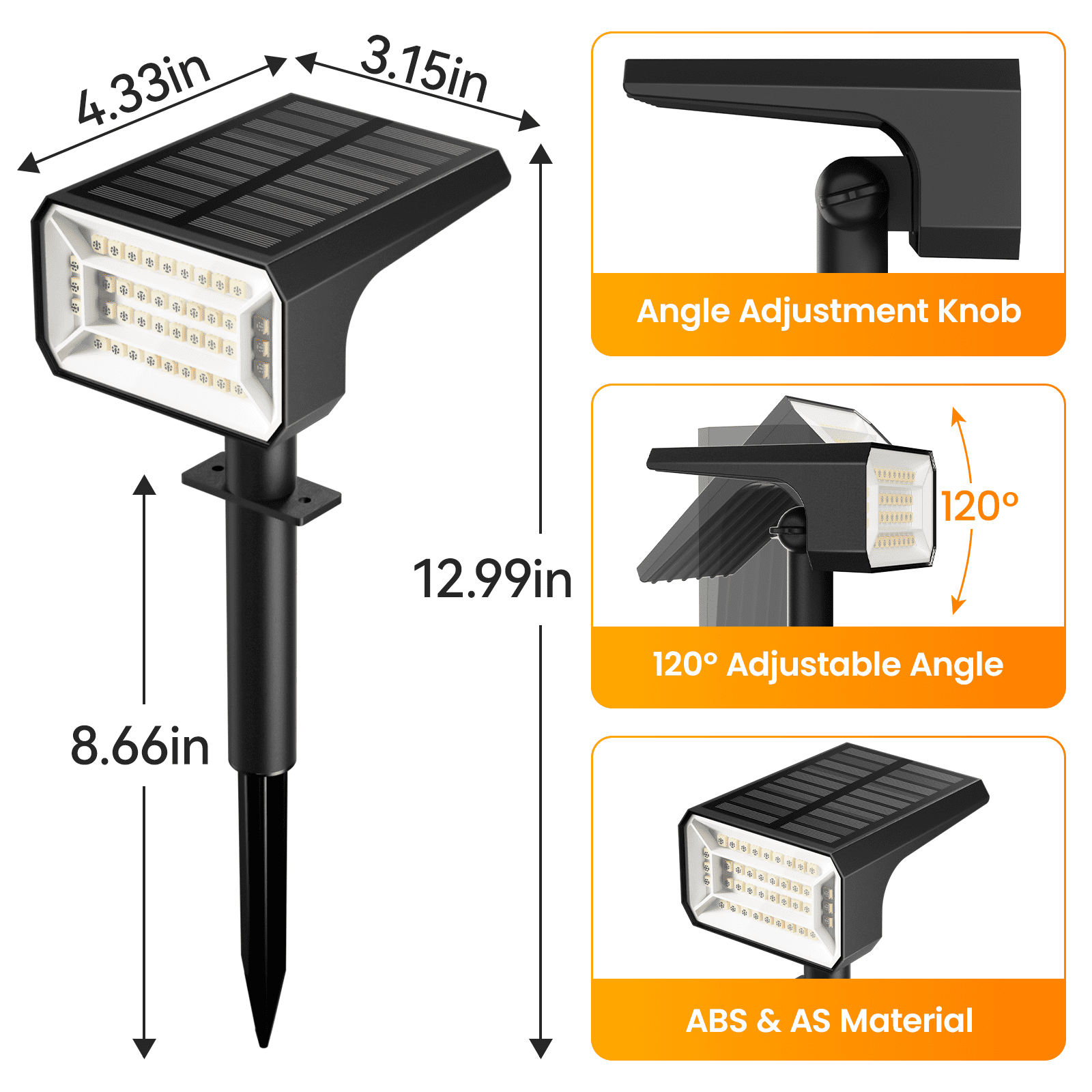Nacinic Solar Spot Lights Outdoor, 10-Pack with 6+1 RGB Modes. Auto Dusk-to-Dawn, Waterproof Color Changing Lights for Garden, Halloween, Christmas.