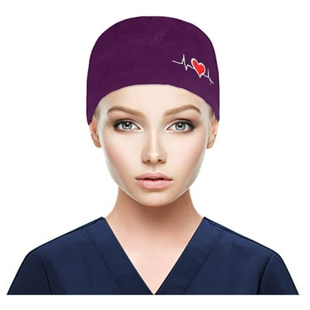 

Felirenzacia Scrub Cap With Buttons Bouffant print Hat With Sweatband for Womens and Mens