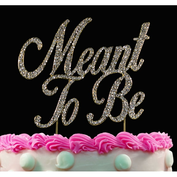 Meant to Be Bling Crystal Gold Wedding Cake Topper