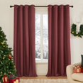 thumbnail image 1 of Cortinas Deconovo 100 % opacas de 213 cm de largo, ligeras, con ojales, opacas totales, de lino sintético rojo, para sala de estar, 132 x 213 cm, 2 paneles, 1 of 7