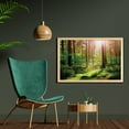 thumbnail image 2 of Forest Wall Art with Frame, Forest in Spring Time Sunset Moss Woods Leaf Wilderness Fantasy View Print, Printed Fabric Poster for Bathroom Living Room, 35" x 23", Green Brown, by Ambesonne, 2 of 2