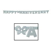 Party Foil Happy Anniversary Streamer 4Ͽ�" X 6' , Silver- 12 Pack (1 Per Package)