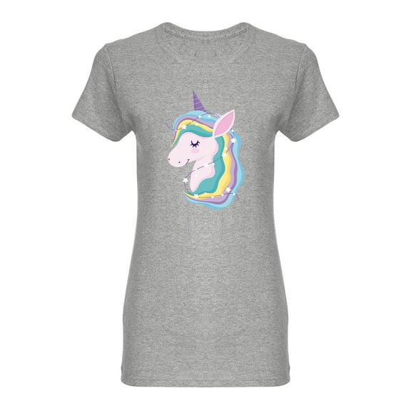 Unicorn Mystery Rainbow Mane Shaped T-Shirt Women -Image by Shutterstock, Female Small