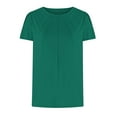 thumbnail image 3 of BLVB Summer Tops for Women Trendy Petal Sleeve Crewneck Short Sleeve Blouse Pleated Casual Going out Shirts, 3 of 6