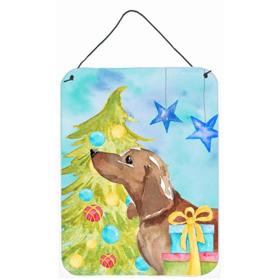 Red Tan Dachshund Christmas Wall or Door Hanging Prints