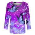 thumbnail image 4 of Pntutb moda mujer cuello redondo tres cuartos 3/4 manga camiseta otoño estampado blusa tops sudadera Pntutb Pntutb-3824, 4 of 5