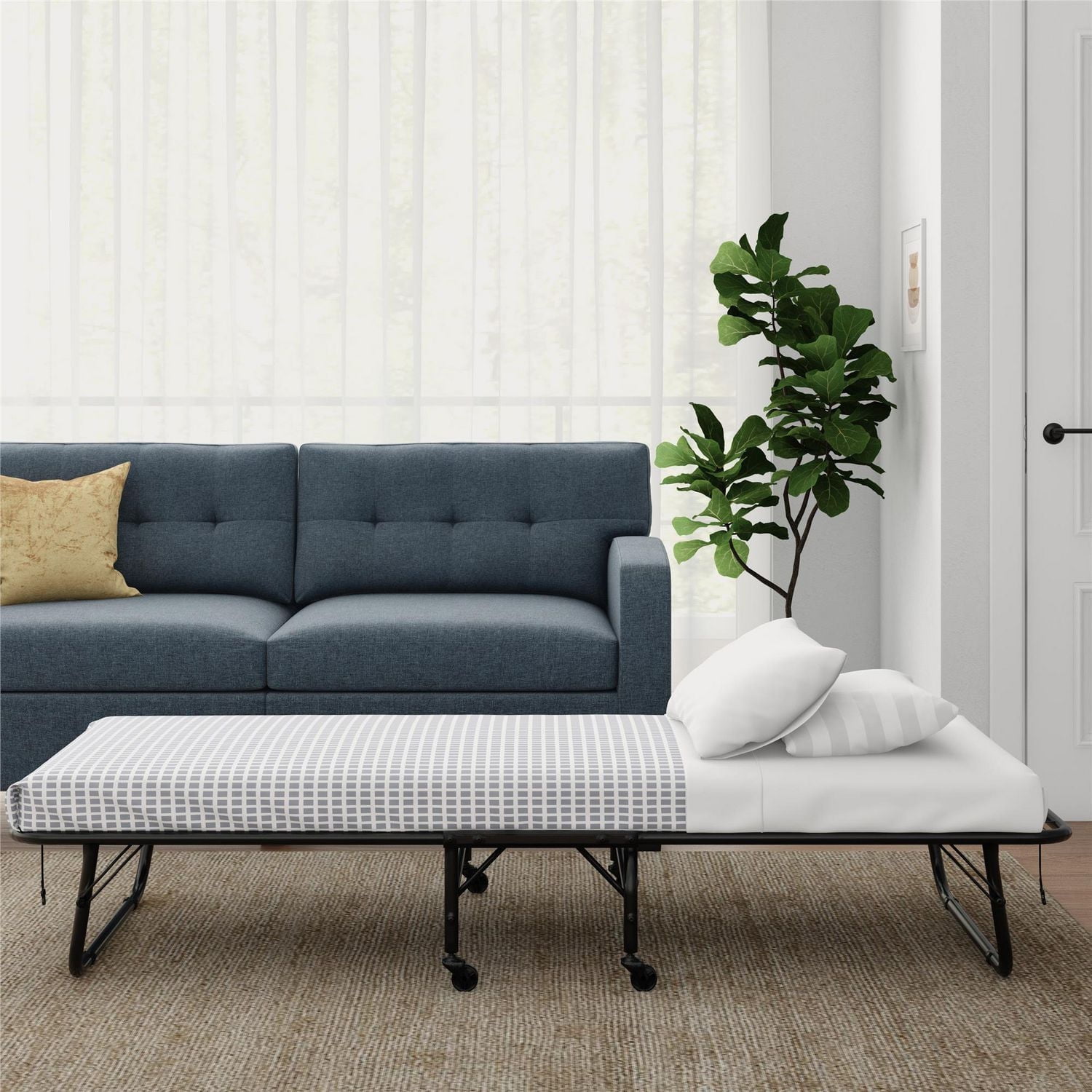 Cadre de lit pliant en métal avec matelas imprimé floral de 5 po pour invité de Signature Sleep lit pliant pour invité