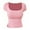 Pink, variant on Womens Tops Women's Fashion Shaping U Neck T Shirt Fashion Casual Solid Color Short Sleeve T Shirt T Shirts for Women Red XXL