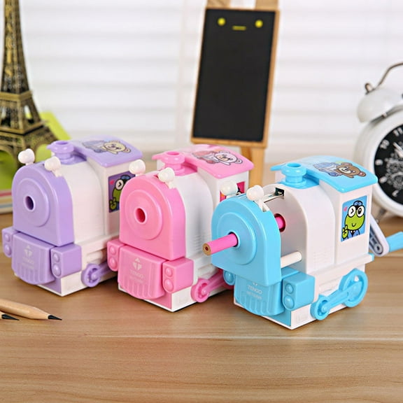 SagaSave Pencil Sharpener Hand Crank Pencil Sharpener Cartoon Train Shape Random Color