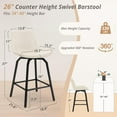 thumbnail image 2 of LUE BONA 360° Swivel Bar Stools Set of 2, 26 Inch Counter Height Bar Stools, Modern Faux Leather with Enlarged Seats, Metal Legs for Kitchen Island, Dining, Ivory, 2 of 7