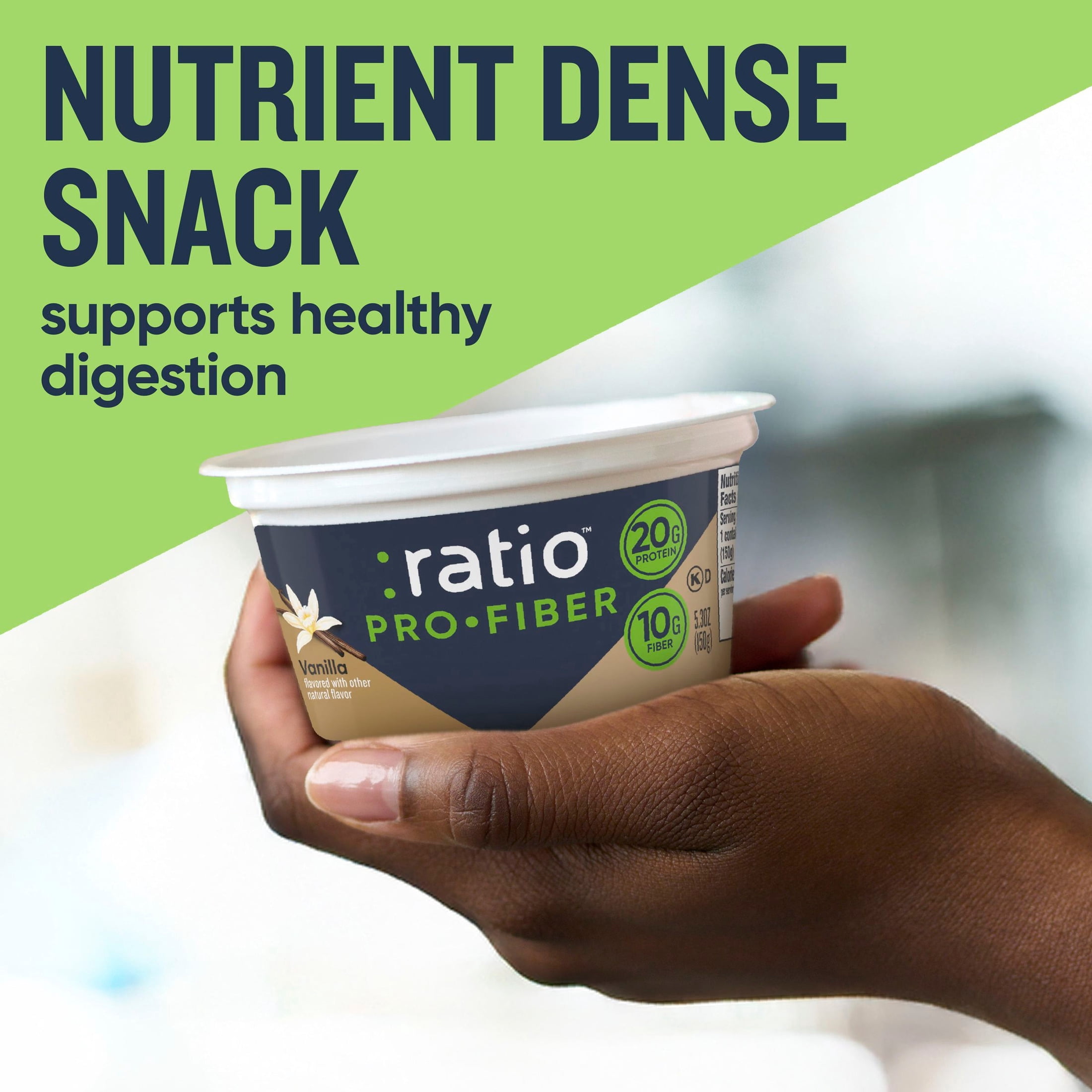 Ratio Pro-Fiber Yogurt Cultured Dairy Snack Cup, Vanilla, 5.3 oz