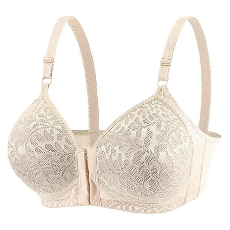 

WGOUP Women s fixed double shoulder bra with thin die cup front buckle light complexion(Buy 2 Get 1 Free)