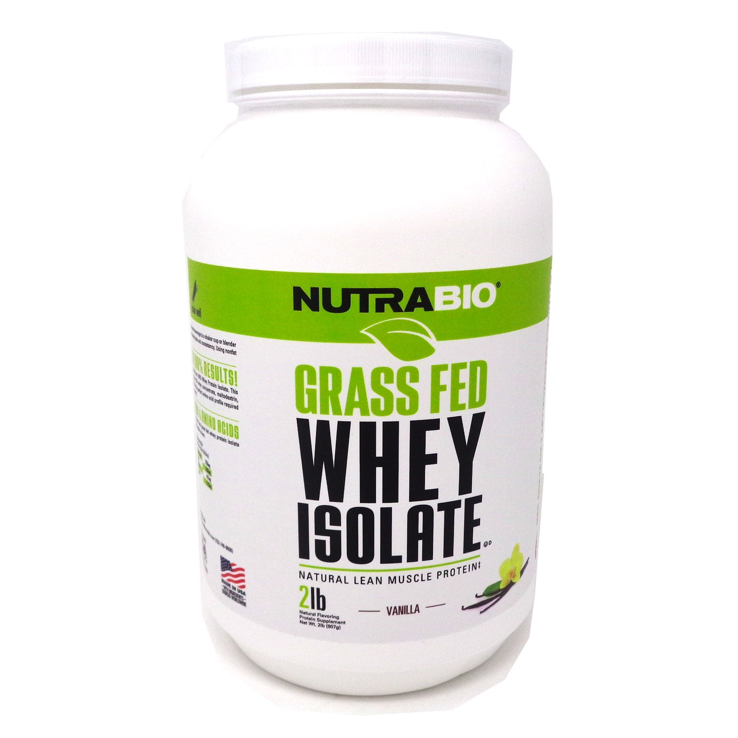 Grass Fed Whey Proten Isolate Vanilla By Nutrabio 2 Pounds