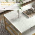 thumbnail image 6 of HOMCOM Faux Marble Top Coffee Table with Storage Shelves, White, 6 of 8