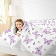 thumbnail image 4 of Homewish 3D Butterfly Printed Queen Comforter Set,Boho Butterflies Flower Bedding Sets,Purple White Bedding Comforter Set For Girl Kids,Luxury Bedroom Decor Reversible,3-Piece, 4 of 8