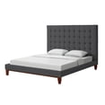 thumbnail image 2 of Bergren Grey Linen Bed - Button Tufted Queen, 2 of 9