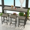 thumbnail image 4 of Long Dining Table With 3 Stools In Brown Gray. And Metal Structure. Comfortable Foot Rests. Fits Multiple Room Types. Easy Assembly Maintenance. Supports 160 Lbs, Stool 220 Lbs Gray Hue. Framework, 4 of 6