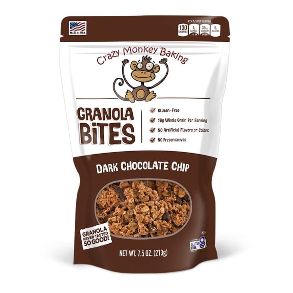 Crazy Monkey Dark Chocolate Chip Granola Bites 7.5 oz.