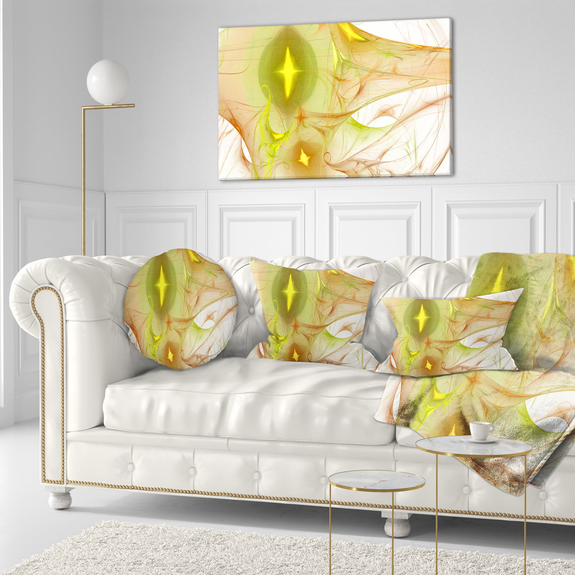 Designart Yellow Bright Candle - Abstract Throw Pillow - 12x20