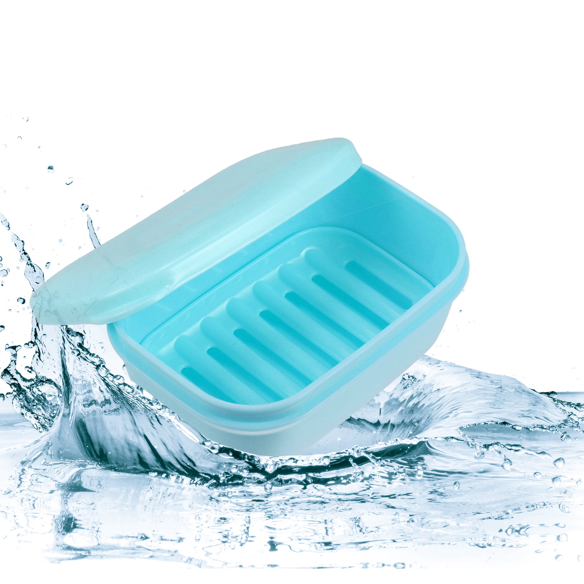 Unique Bargains Soap Dish Keep Soap Dry Soap Cleaning Storage for Bathroom Kitchen Blue