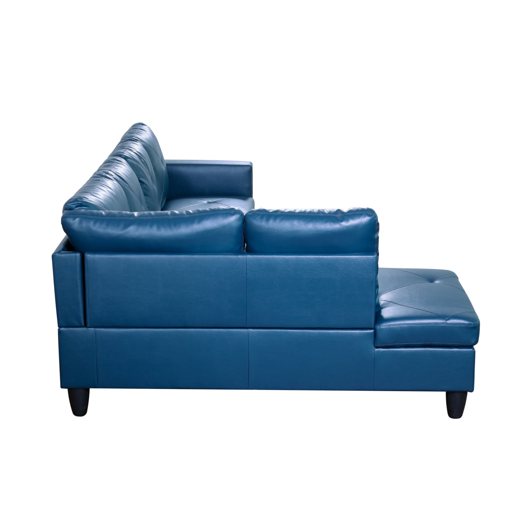 Hommoo 2-Piece Faux Leather L-Shaped Sectional Couches and Sofa Set, Modern Living Room Furniture Set, No Ottoman, Left Side, Denim