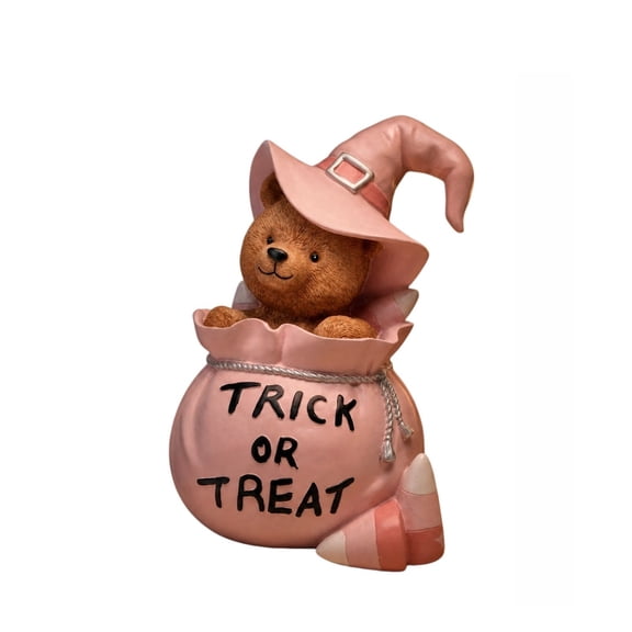 Orangide Halloween Decor Witch Bear Figurine Resin with Candy Bag, Cute Teddy Ornament for Fall Shelf Mantel Home Tabletop