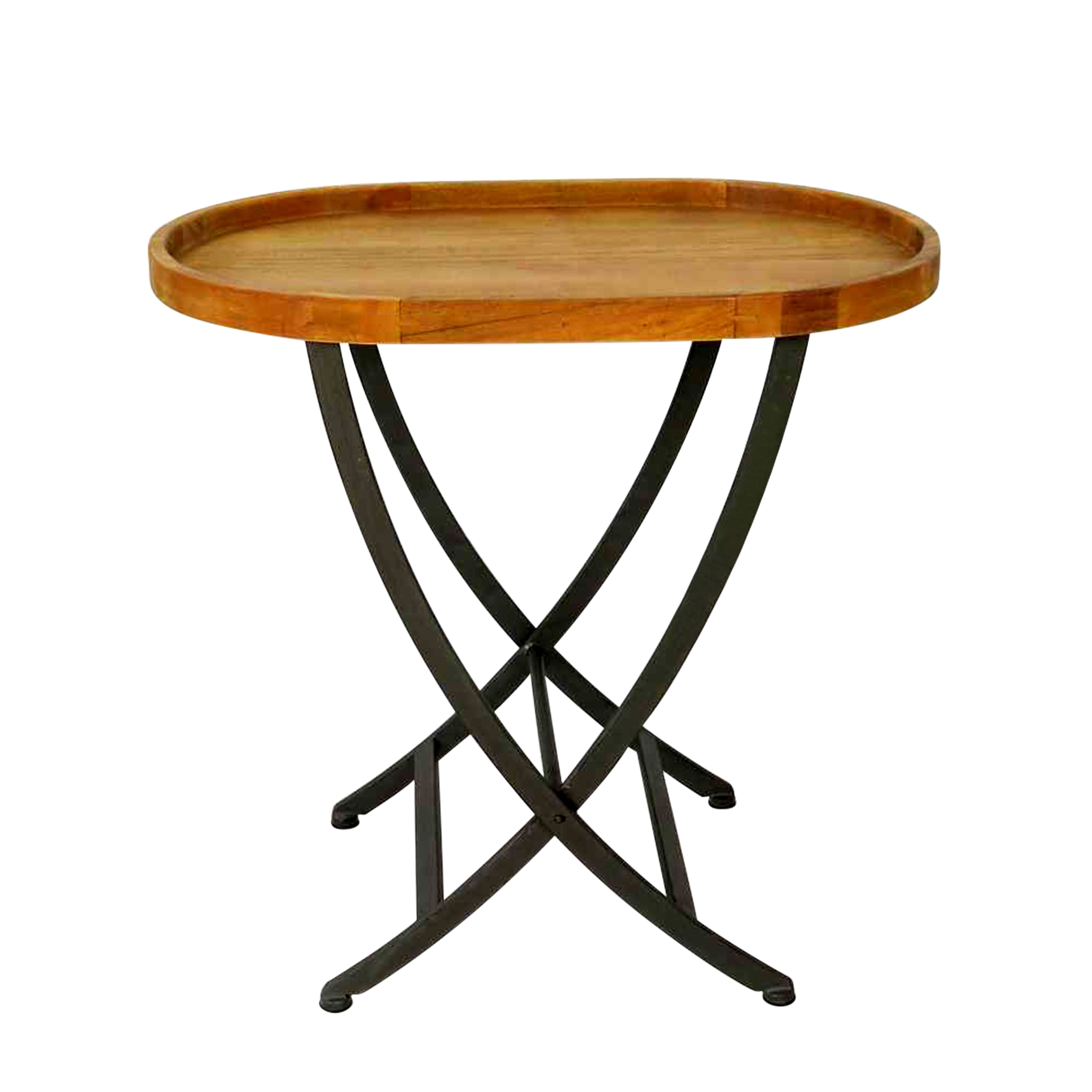 Jeco Inc Wooden Round Folding Tray Table Com