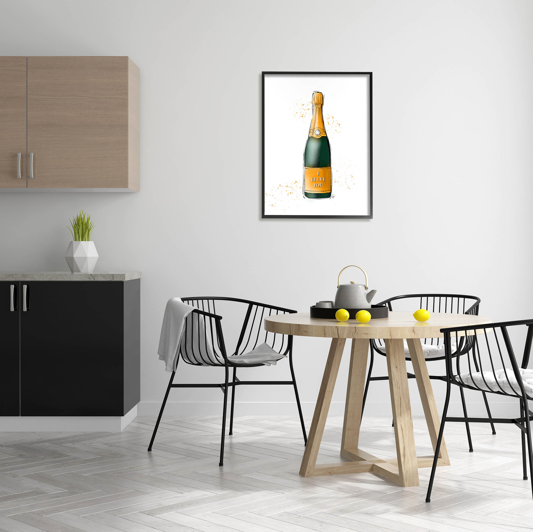 Stupell Industries I Veuve You Champagne Bottle Graphic Art Black Framed Art Print Wall Art, Design by Alison Petrie