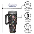 thumbnail image 4 of 40oz Pioneer Flower Floral Print Pattern Insulated Tumbler with Handle, BPA-Free Leak Proof Lid and Straws, Double Wall Vacuum, Hot 12h/Cold 34h, 4 of 6