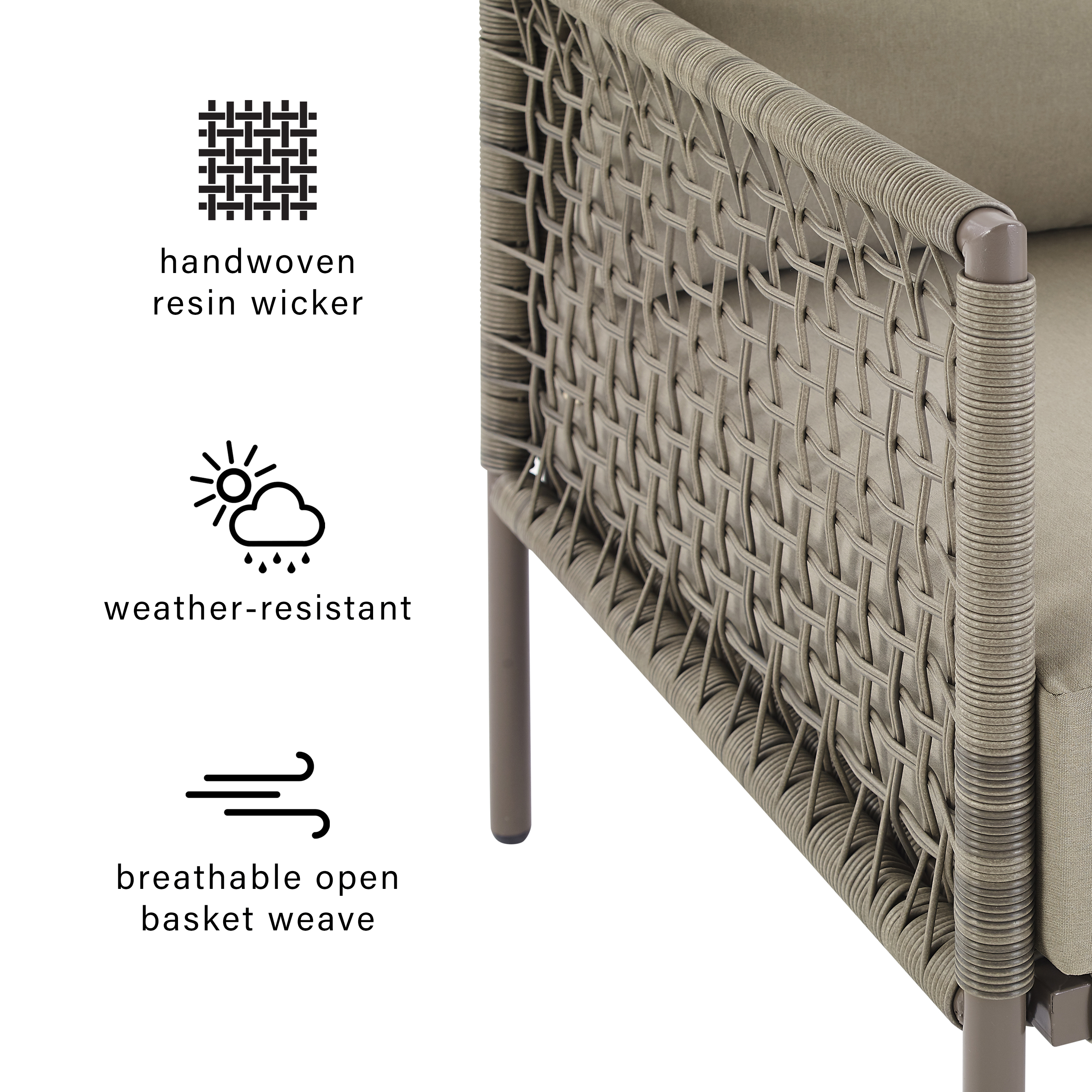 Crosley Furniture Cali Bay Modern Wicker Outdoor Sofa in Light Brown - image 5 of 11