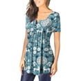 thumbnail image 7 of Dezsed Womens Henley Casual Blouse Button T Shirts Clearance Womens Casual Tops V- Neck Hide Belly Short Sleeve T-Shirts Cute Flowy Tunic Blouses Sky Blue L, 7 of 7