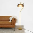 thumbnail image 4 of 59" Black & Gold Floor Lamp, Modern Standing Light with Fabric Shade for Living Room & Bedroom (15"W x 59"H), 4 of 5