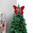 thumbnail image 4 of XYAIYT Christmas Decorative Butterflies Tree Ornaments Sparkling Fabric Glitter Coated Sturdy Metal Clip Reusable Realistic 3D Design for Tree Wreath Wedding Festival 7.1in Red, 4 of 6