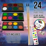 U.S. Art Supply 162-Piece Deluxe Mega Wood Box Art Painting and Drawing Set Artist Painting Pad, 2 Sketch Pads, 24 Watercolor Paint Colors, 24 Oil Pastels, 24 Colored Pencils, 60 Crayons, 2 Brushes