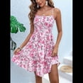 thumbnail image 4 of Vestido Mini Floral con Tirantes Finos, Escote Cuadrado, Corte A, Vestido de Verano para Mujer 2025 Rosa L, 4 of 9