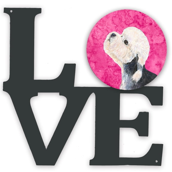 Pink Dandie Dinmont Terrier Metal Wall Artwork LOVE