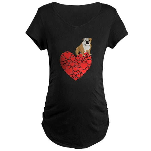 CafePress - Bulldog Heart Maternity Dark T Shirt - Maternity Dark T-Shirt