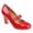 Red, variant on Women Cute Round Toe Mary Janes Double Buckle Strap Mid Chunky Heels Comfortable Dressy Work Pumps Size 5 Red