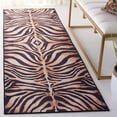 thumbnail image 2 of SAFAVIEH Faux Hide Cynarra Striped Machine Washable Runner Rug, Light Orange/Black, 2'6" x 6', 2 of 11