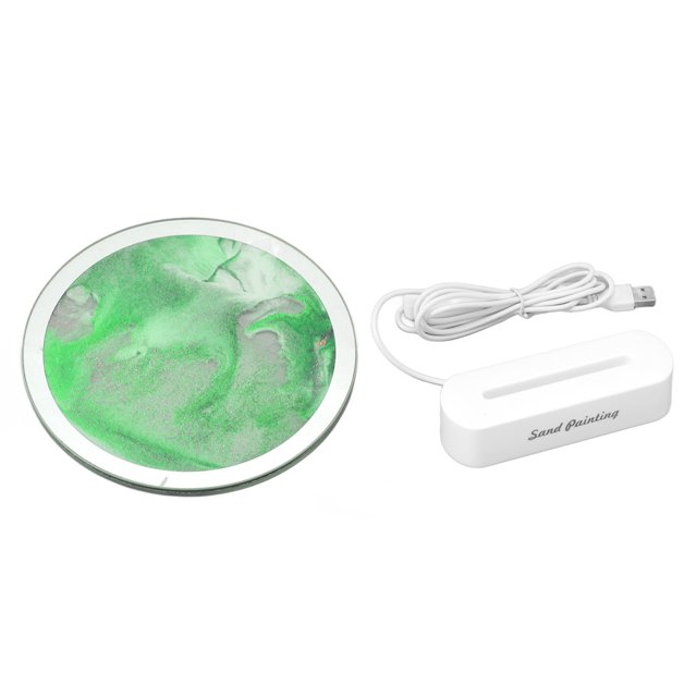 Luz de pintura de arenas movedizas con enchufe USB, protección para los ojos, decoración artística, lámpara de mesa de arena móvil para dormitorio, sala de estar, verde