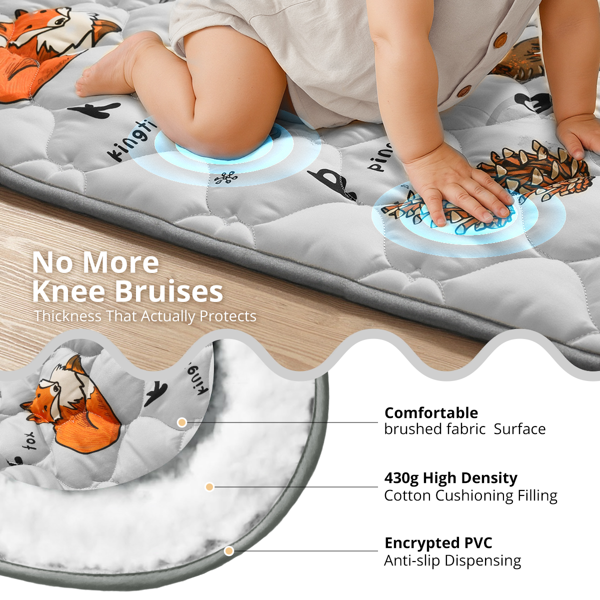 Caveen Baby Play Mat, Foldable Soft Padded, 50" x 50", Gray photo 4