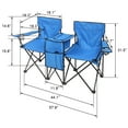 thumbnail image 2 of SalonMore Double Folding Picnic Chairs w/Umbrella Mini Table Beverage Holder for Beach Patio Camping Chair Blue, 2 of 8