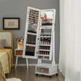 thumbnail image 2 of Costway Jewelry Cabinet Armoire Full-Length Mirror Lockable with 3-Color LED Lights White, 2 of 10